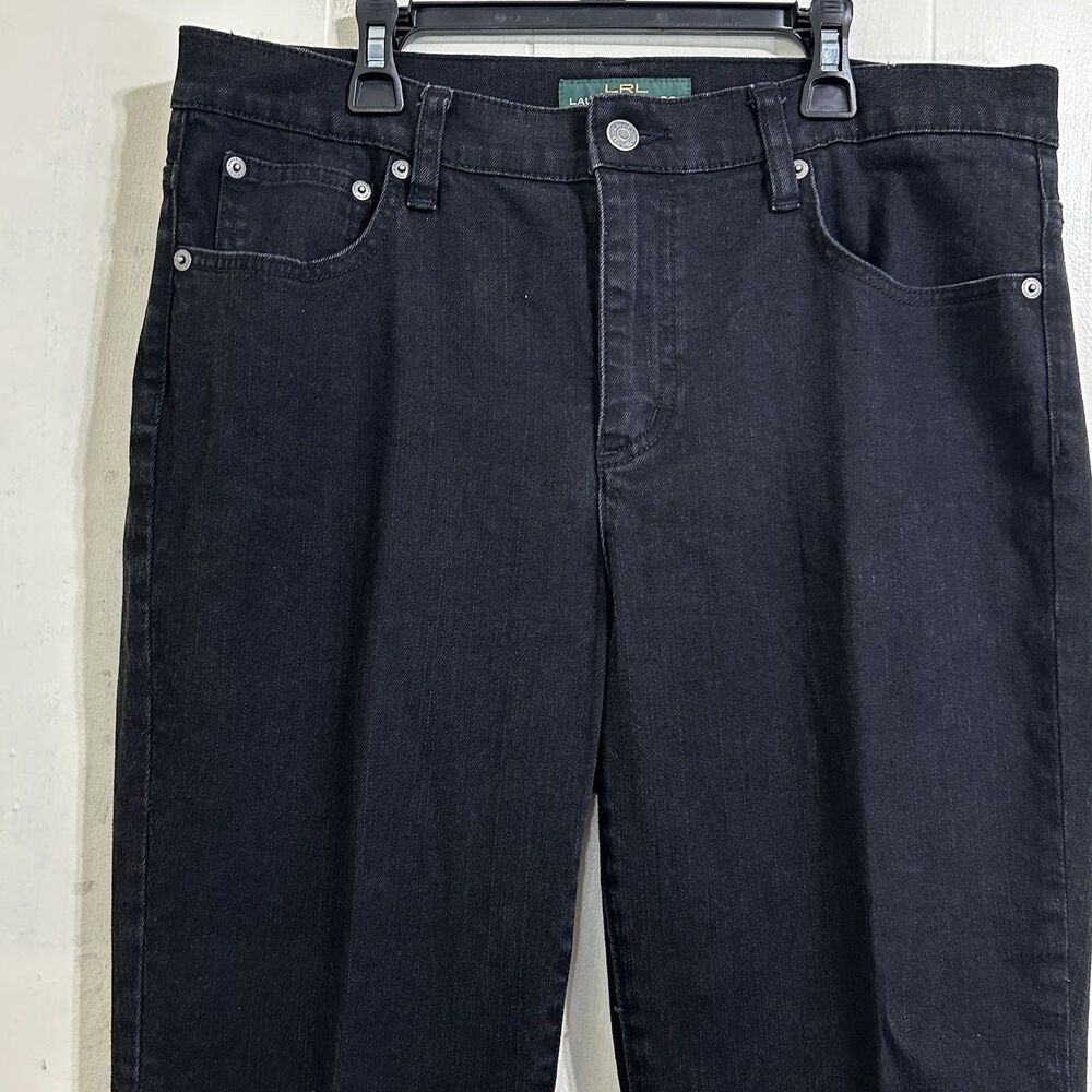 Ralph Lauren Straight Jeans Women’s size 12 Black Mid-Rise Pockets Denim Jeans - Picture 3 of 16